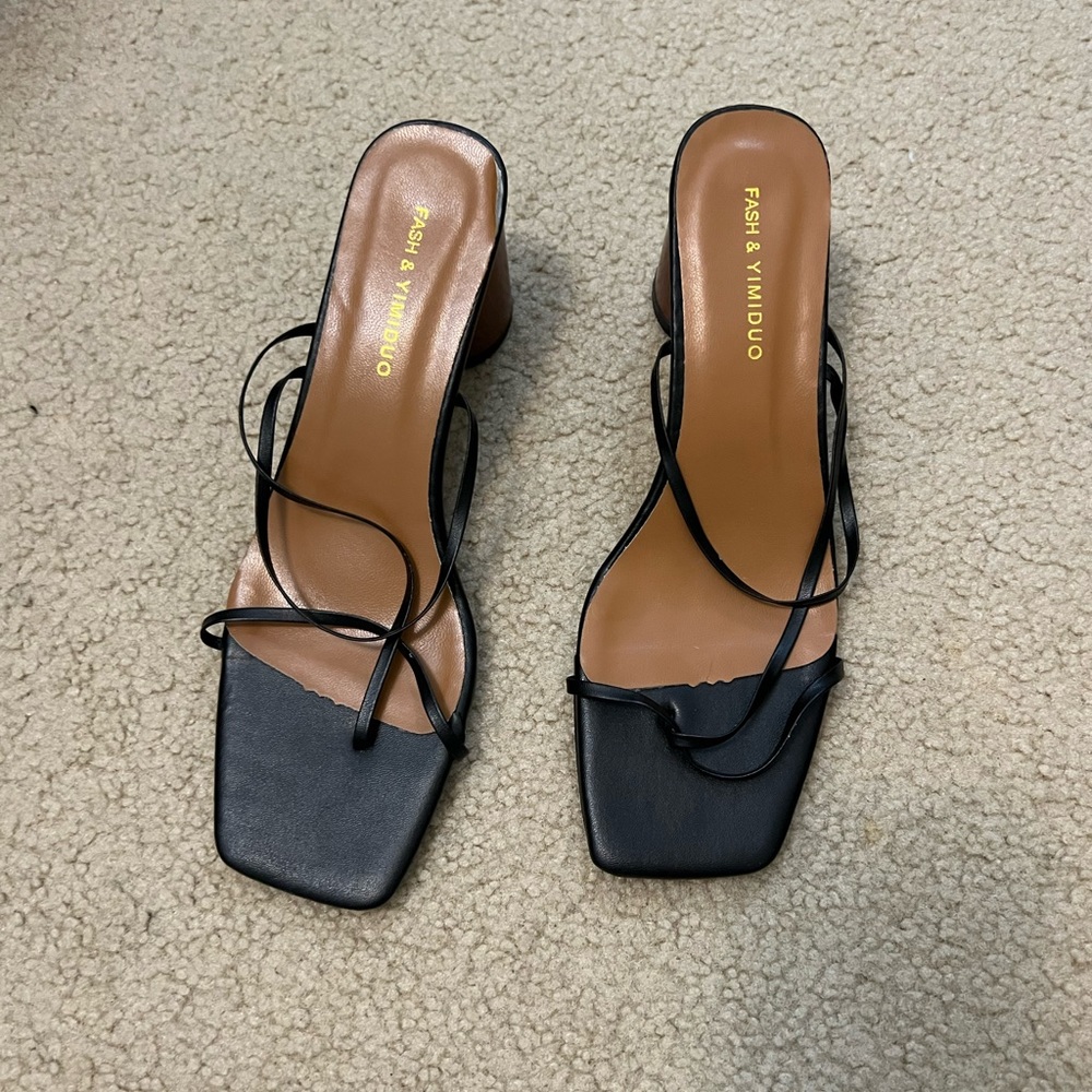 Strappy black heels